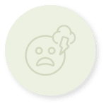 Cercle vert clair contenant l'icône d'un visage anxieux et un orage