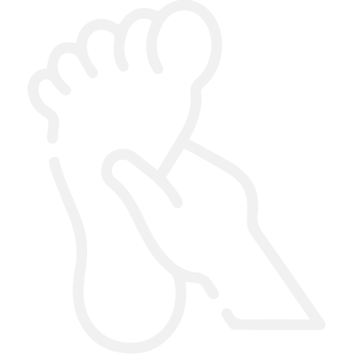 Icône blanche main massant un pied réflexologie plantaire